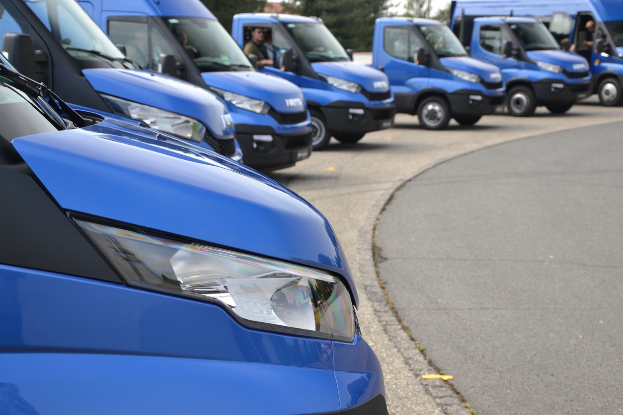 Fleet of worker trucks