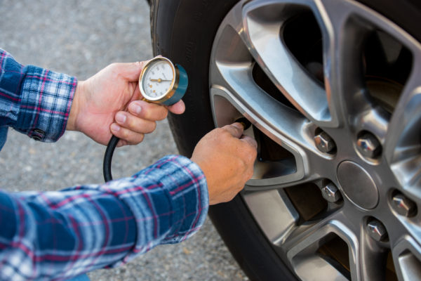 Checking Tire Pressure for fleet maintenance 