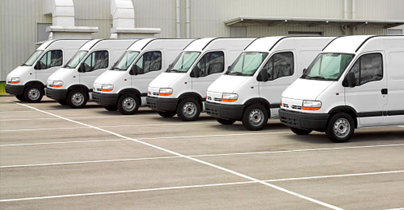 line of fleet vans