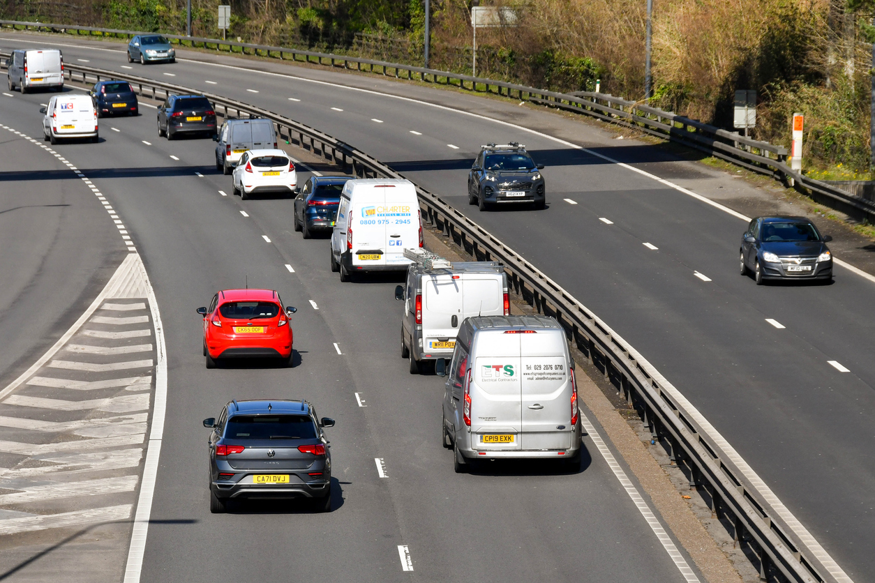 highway with corporate fleet driving
